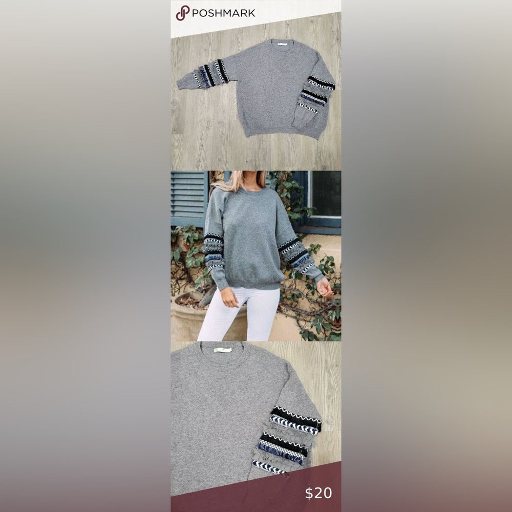 Cherry Paris long sleeve ruffle detail pull over sweater